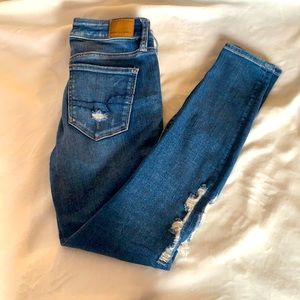 American Eagle distressed mid rise skinny jeans